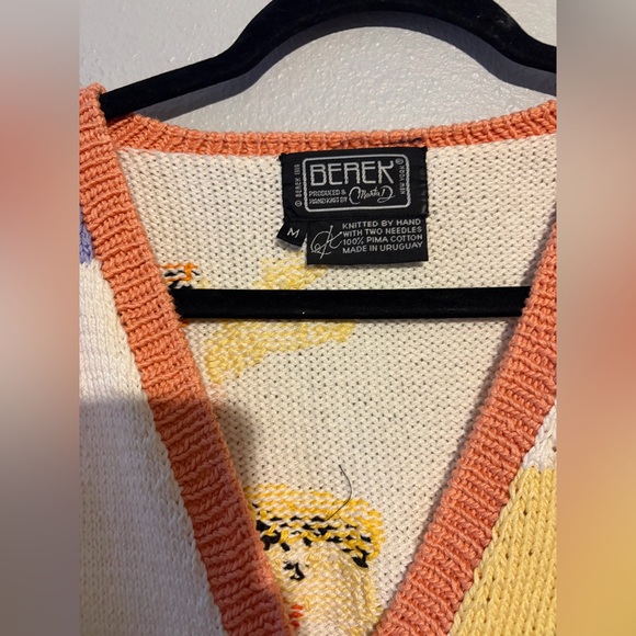 90's Vintage Berek Marta D Hand Knit Baby Stork Sweater - Picture 4 of 7